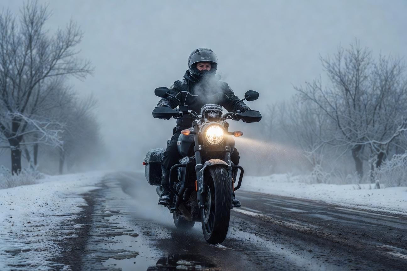 10 porad na zimową jazdę motocyklem