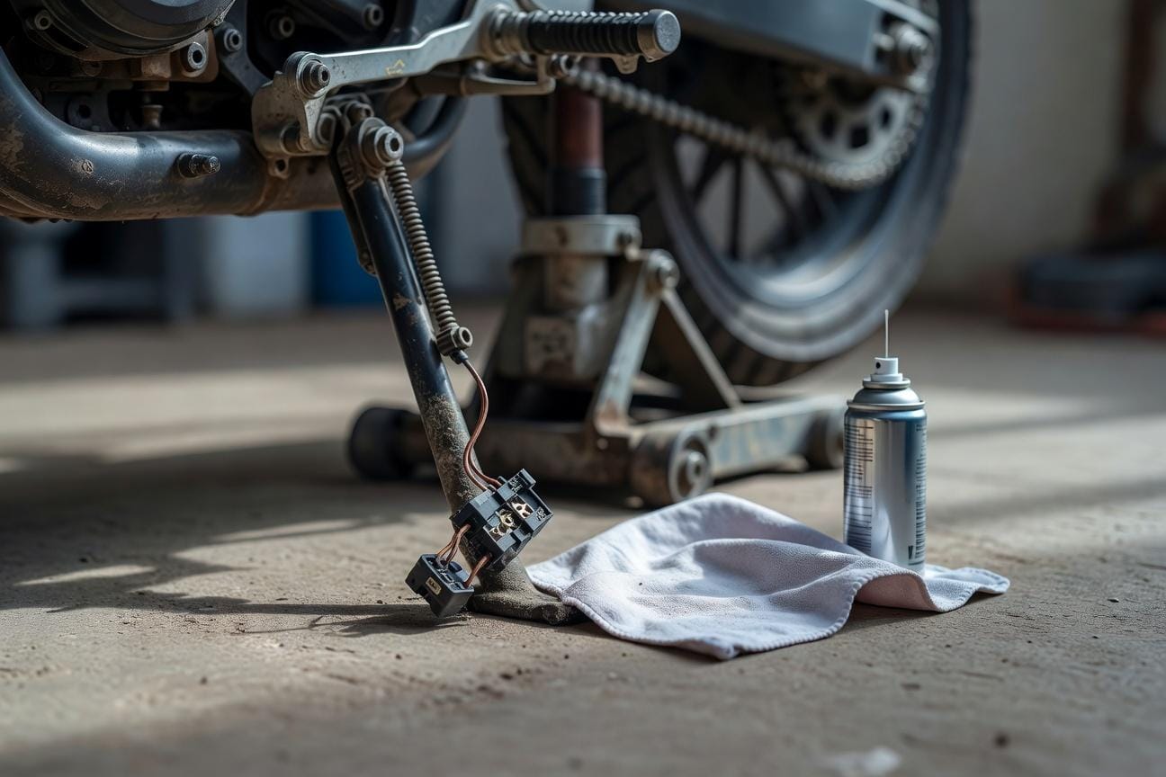 Czujnik stopki bocznej w motocyklu: objawy, czyszczenie i test działania