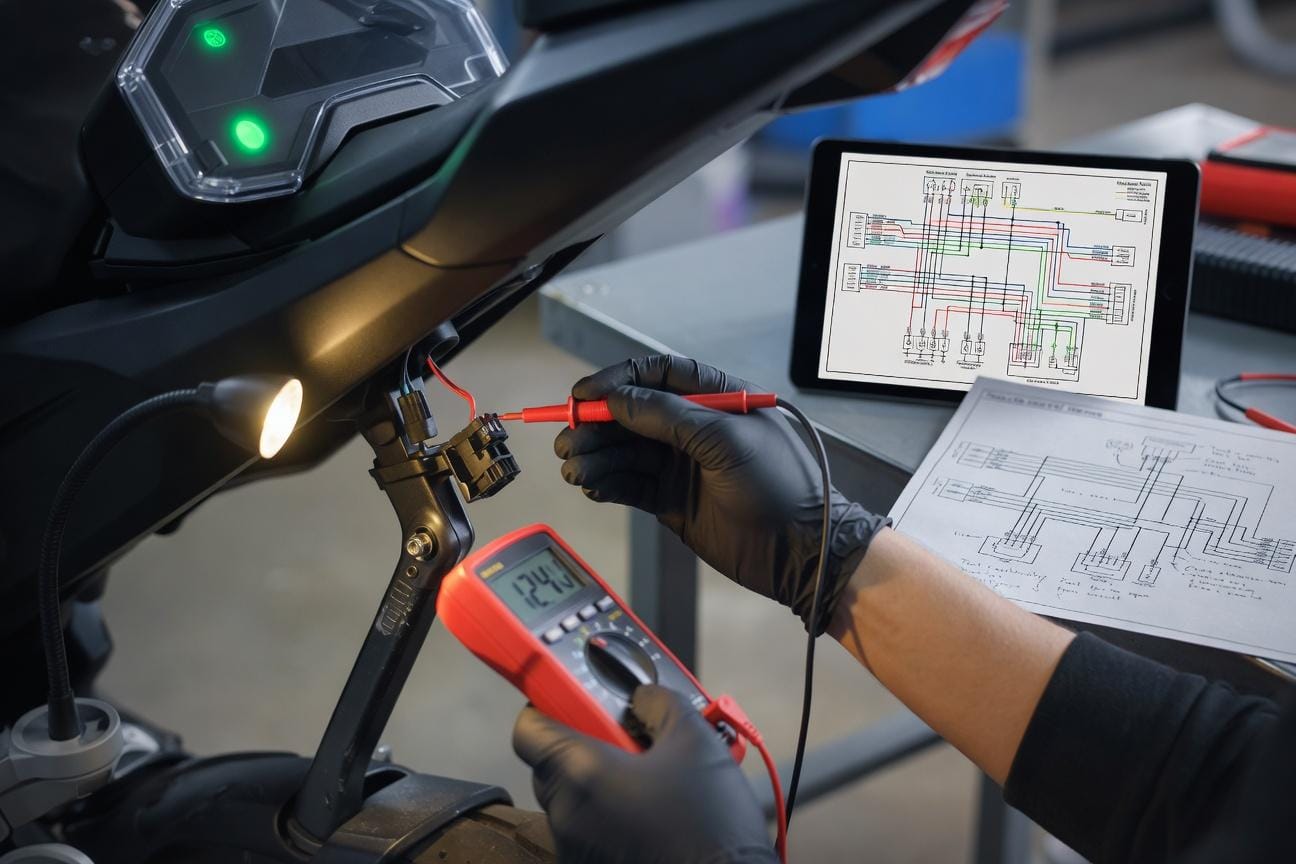 Czujnik stopki bocznej w motocyklu: objawy, czyszczenie i test działania