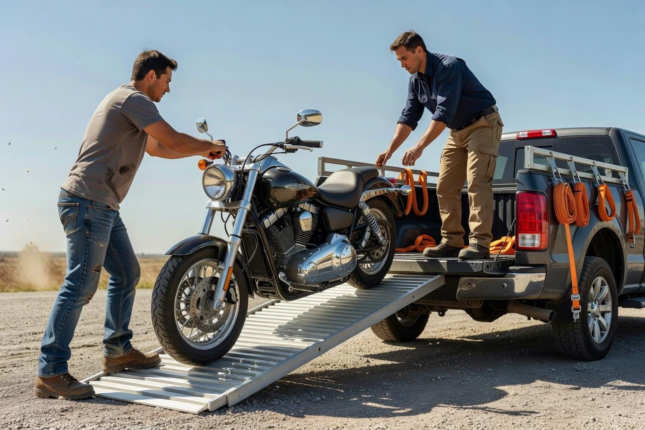 Jak bezpiecznie załadować motocykl na busa lub pick-upa