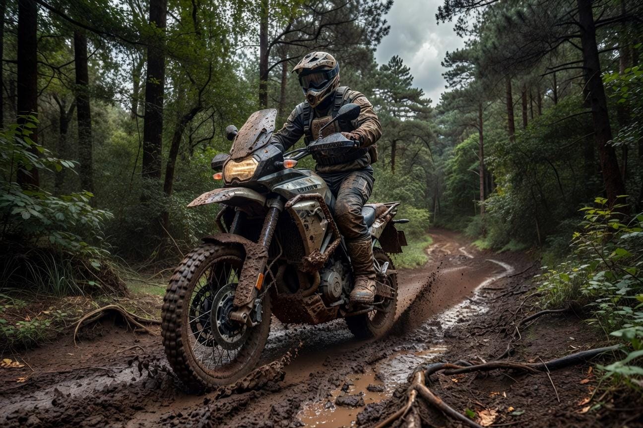 Jazda motocyklem przez błoto: dobór toru, gazu i balansu