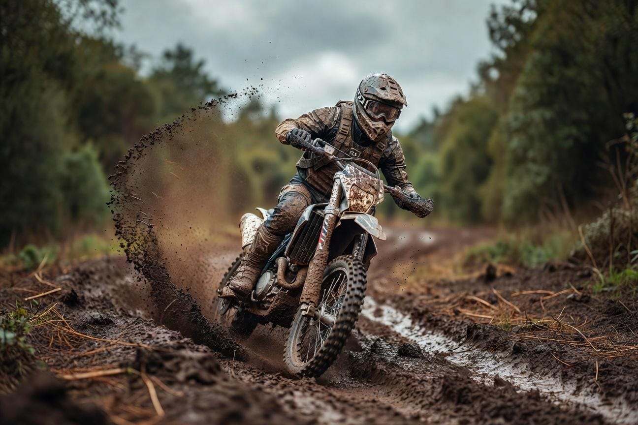 Jazda motocyklem przez błoto: dobór toru, gazu i balansu
