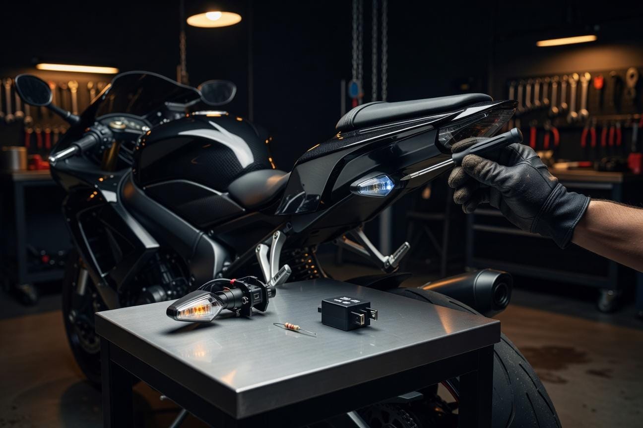 Zmiana kierunkowskazów w motocyklu: oporniki, przerywacz i montaż LED
